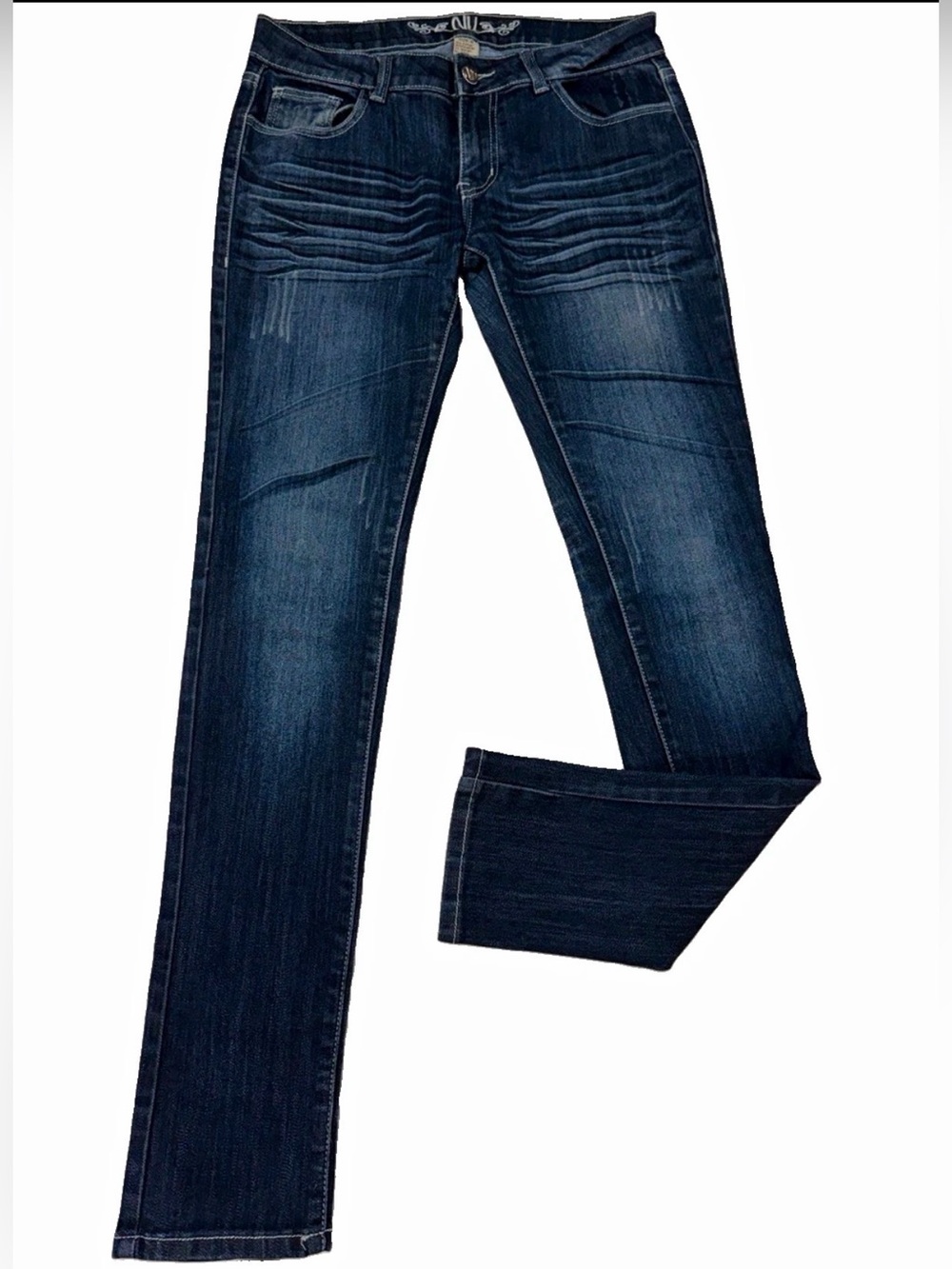 NV Girls Bootcut Dark Wash Blue Denim Jeans 11  Embroidered Studded